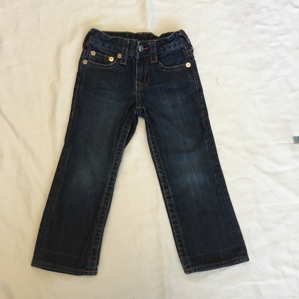 True Religion Kids Straight-Leg Jeans – Size 4, adjustable waistband